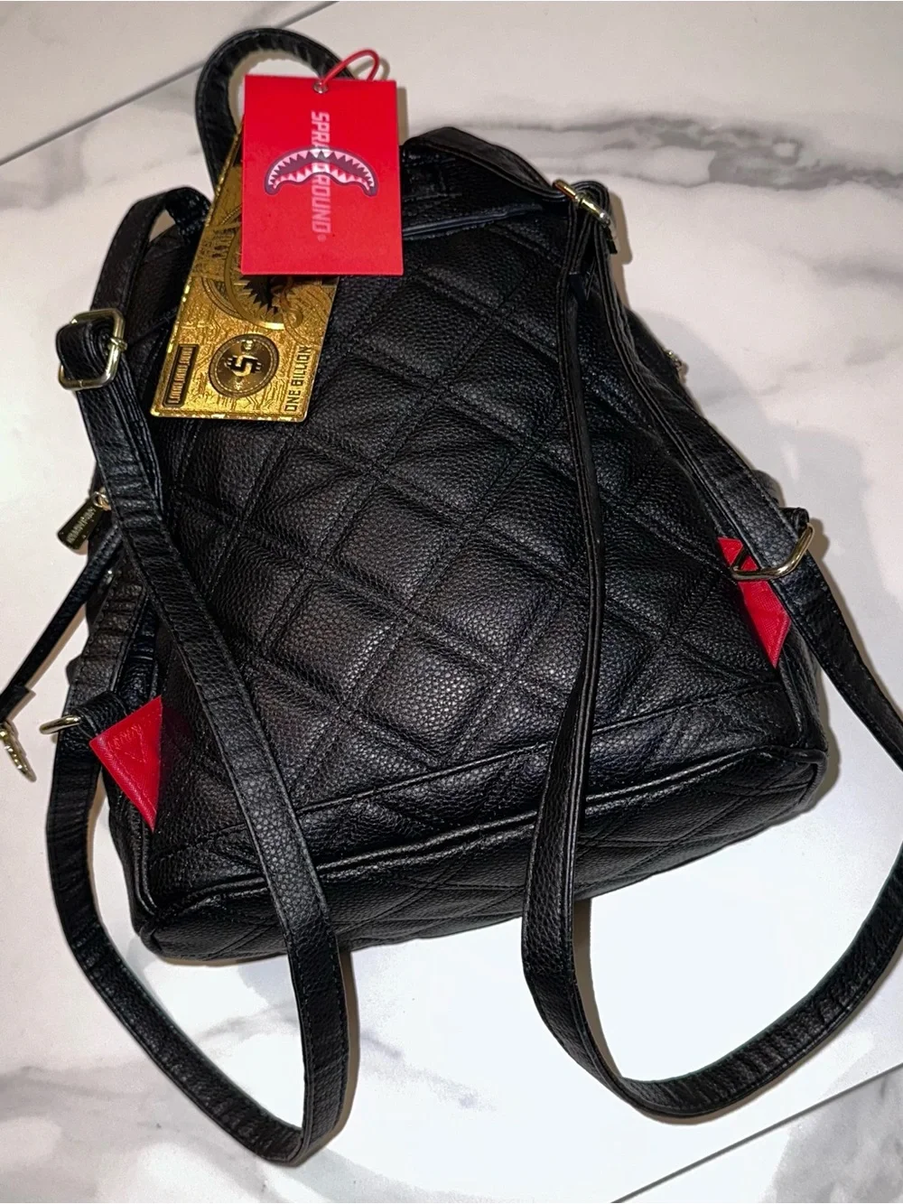 Sprayground Women’s Black Mamba Savage Shark Mini Backpack Black Gold